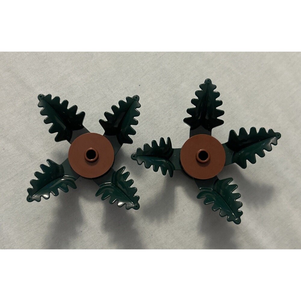 2022 Lego Parts ~ 8 Green Plant Plate Round 1 x 1 Curved, Upright Leaf ~ No 2682